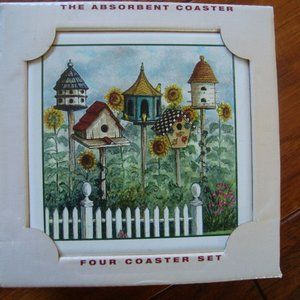 NWT Absorba Stone Coasters Birdhouses "Welcome to Our Nest" Set of 4